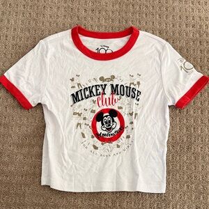 Disney Mickey Mouse Clubhouse Crop Shirt - White and Red Women’s M/ fits like S